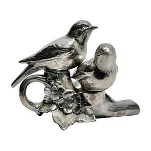 1890s Antique Silverplate Art Nouveau Bird Sparrow Salt & Pepper Shakers 3 7/8”
